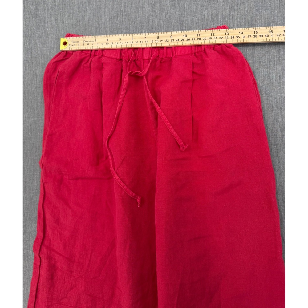 YFB Young Fabulous & Broke Red Linen Blend Wide Leg Drawstring Pants Womens S - Picture 3 of 7